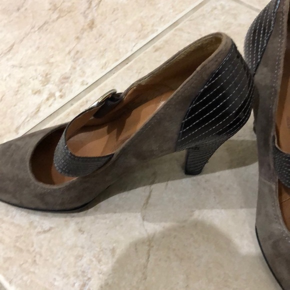 Size 6. Suede. Brand-Sofft Side buckle heels. - Picture 2 of 5